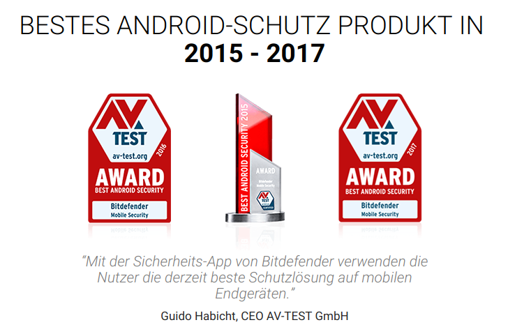 Bitdefender Mobil Security - Bestes Android-Schutz Produkt in 2015 - 2017