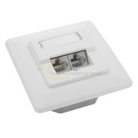 Cat.5e Anschlu&szlig;dose UP 2x RJ45 Buchse, reinwei&szlig;