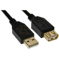 USB 2.0 Kabel A-St. -> A-Bu. 0.5m schwarz verg. Kontakte