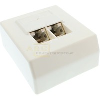 Cat.5e Anschlu&szlig;dose AP 2x RJ45 Buchse, RAL 9010, wei&szlig;